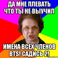 да мне плевать что ты не выучил имена всех членов bts! садись 2!