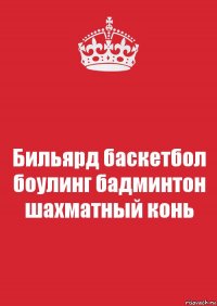 Бильярд баскетбол боулинг бадминтон шахматный конь