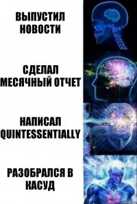 Выпустил новости Сделал месячный отчет Написал Quintessentially Разобрался в КАСУД