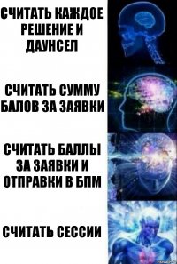 Считать каждое решение и даунсел Считать сумму балов за заявки Считать баллы за заявки и отправки в бпм Считать сессии