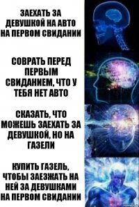 Заехать за девушкой на авто на первом свидании Соврать перед первым свиданием, что у тебя нет авто Сказать, что можешь заехать за девушкой, но на Газели Купить газель, чтобы заезжать на ней за девушками на первом свидании