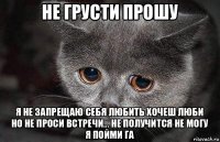 не грусти прошу я не запрещаю себя любить хочеш люби но не проси встречи... не получится не могу я пойми га