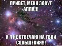 привет, меня зовут алла!!! и я не отвечаю на твои сообщения!!!