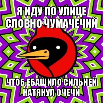 я иду по улице словно чумачечий чтоб ебашило сильней натянул очечи, Мем Омская птица