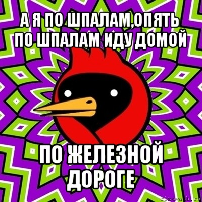 а я по шпалам,опять по шпалам иду домой по железной дороге, Мем Омская птица