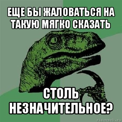 еще бы жаловаться на такую мягко сказать столь незначительное?, Мем Филосораптор