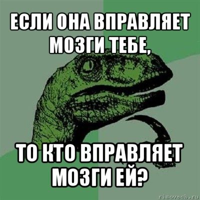 если она вправляет мозги тебе, то кто вправляет мозги ей?, Мем Филосораптор