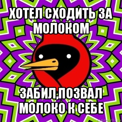 хотел сходить за молоком забил,позвал молоко к себе, Мем Омская птица