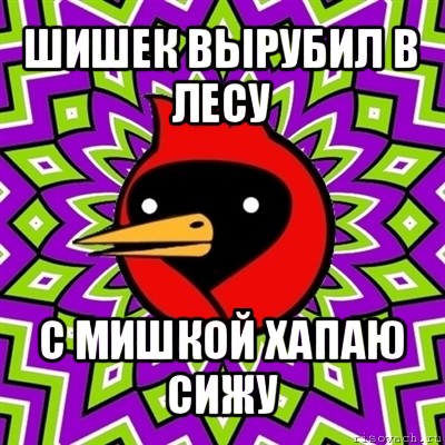 шишек вырубил в лесу с мишкой хапаю сижу, Мем Омская птица