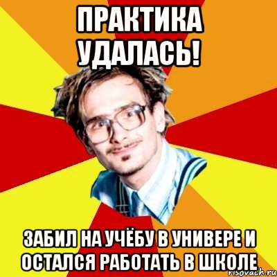 практика удалась! забил на учёбу в универе и остался работать в школе, Мем   Студент практикант