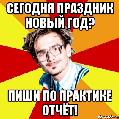 сегодня праздник новый год? пиши по практике отчёт!, Мем   Студент практикант