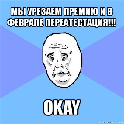 мы урезаем премию и в феврале переатестация!!! okay, Мем Okay face