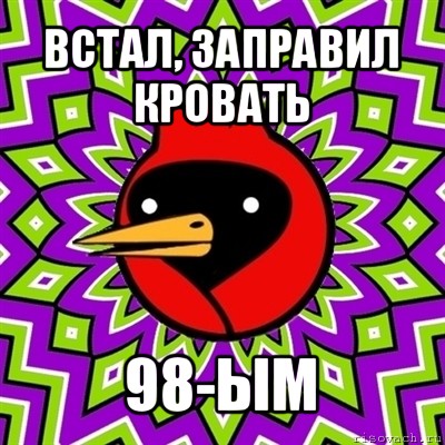 встал, заправил кровать 98-ым, Мем Омская птица