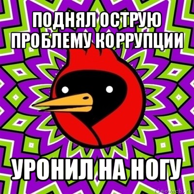 поднял острую проблему коррупции уронил на ногу, Мем Омская птица