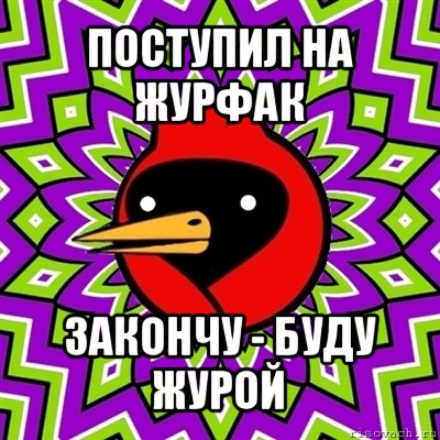 поступил на журфак закончу - буду журой, Мем Омская птица