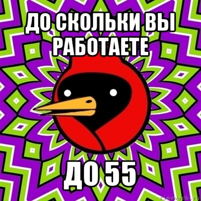 до скольки вы работаете до 55, Мем Омская птица