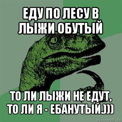 еду по лесу в лыжи обутый то ли лыжи не едут, то ли я - ебанутый.))), Мем Филосораптор