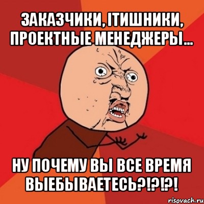 заказчики, itишники, проектные менеджеры... ну почему вы все время выебываетесь?!?!?!