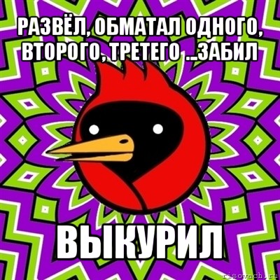 развёл, обматал одного, второго, третего ...забил выкурил, Мем Омская птица