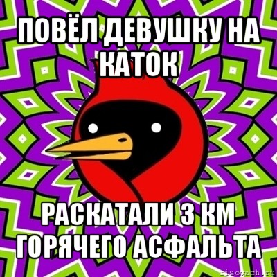 повёл девушку на каток раскатали 3 км горячего асфальта, Мем Омская птица