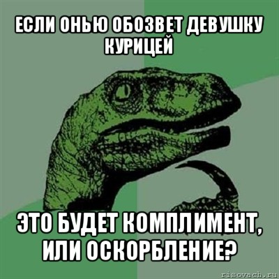 если онью обозвет девушку
курицей это будет комплимент,
или оскорбление?, Мем Филосораптор