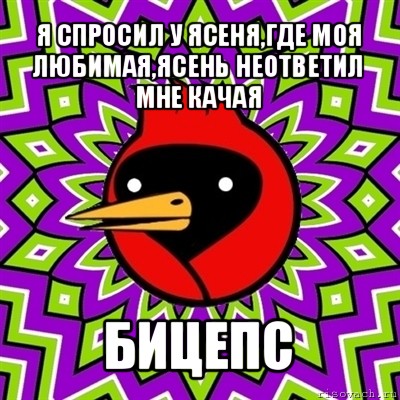 я спросил у ясеня,где моя любимая,ясень неответил мне качая бицепс, Мем Омская птица