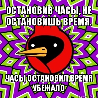 остановив часы, не остановишь время. часы остановил,время убежало, Мем Омская птица