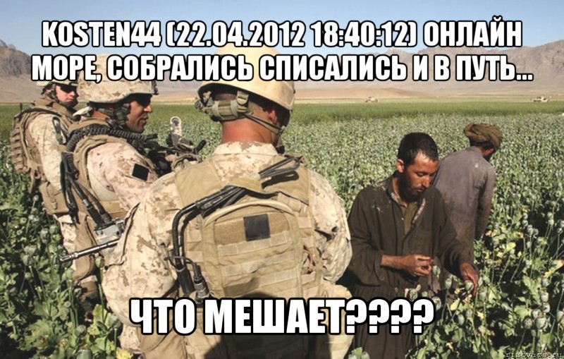 kosten44 (22.04.2012 18:40:12) онлайн море, собрались списались и в путь... что мешает???, Мем Афгансельхоз