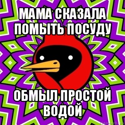 мама сказала помыть посуду обмыл простой водой, Мем Омская птица