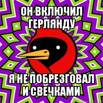 он включил герлянду я не побрезговал и свечками, Мем Омская птица