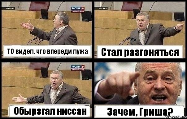 ТС видел, что впереди лужа Стал разгоняться Обырзгал ниссан Зачем, Гриша?, Комикс с Жириновским