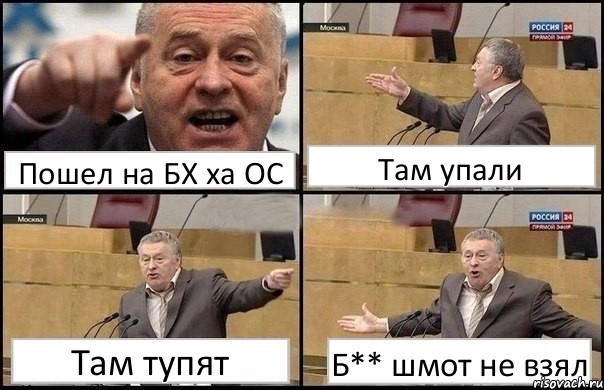 Пошел на БХ ха ОС Там упали Там тупят Б** шмот не взял, Комикс Жириновский