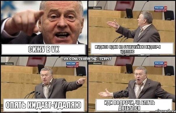 сижу в VK мудило один на стену хуйню кидает-я удаляю опять кидает-удаляю иди подрочи, че блять доебался, Комикс Жириновский