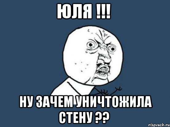 юля !!! ну зачем уничтожила стену ??, Мем Ну почему