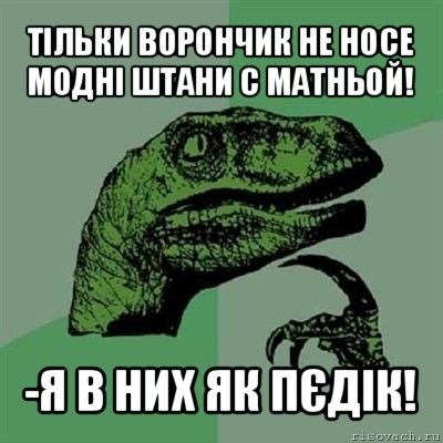 тільки ворончик не носе модні штани с матньой! -я в них як пєдік!, Мем Филосораптор