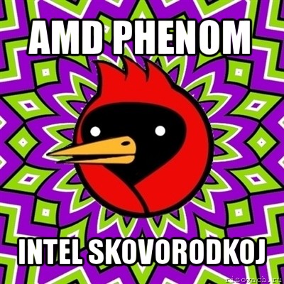 amd phenom intel skovorodkoj, Мем Омская птица