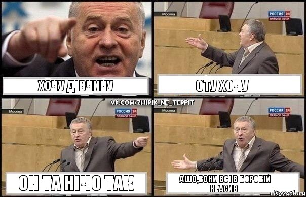 хочу дівчину оту хочу он та нічо так а шо,вони всі в Боровій красиві, Комикс Жириновский