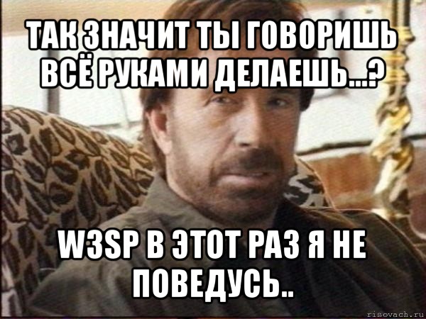 так значит ты говоришь всё руками делаешь...? w3sp в этот раз я не поведусь.., Мем чак норрис