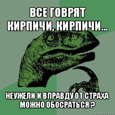 все говрят кирпичи, кирпичи... неужели и вправду от страха можно обосраться ?, Мем Филосораптор