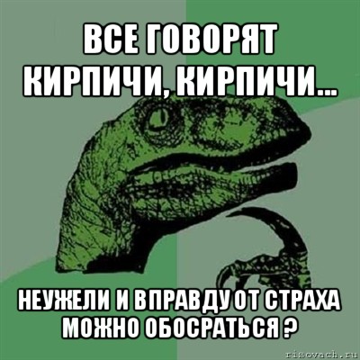 все говорят кирпичи, кирпичи... неужели и вправду от страха можно обосраться ?, Мем Филосораптор