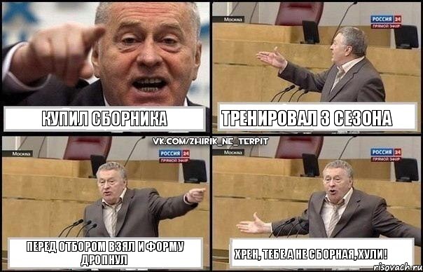 Купил сборника тренировал 3 сезона Перед отбором взял и форму дропнул Хрен, тебе а не сборная, хули!, Комикс Жириновский