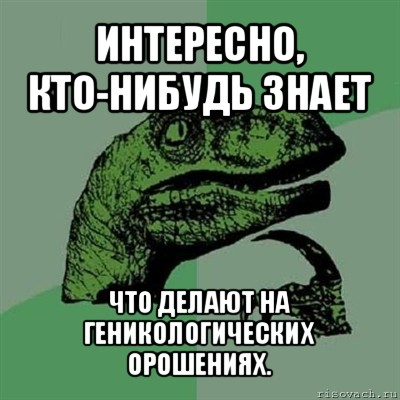 интересно, кто-нибудь знает что делают на геникологических орошениях., Мем Филосораптор