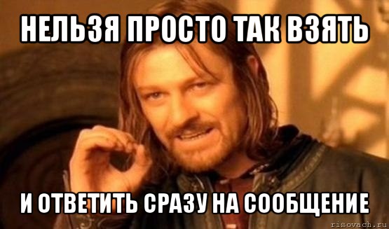 нельзя просто так взять и ответить сразу на сообщение, Мем Нельзя просто так взять и (Боромир мем)