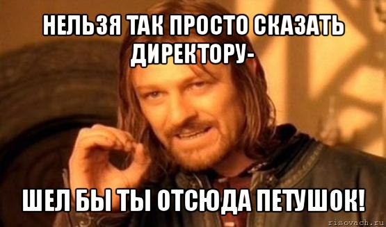 нельзя так просто сказать директору- шел бы ты отсюда петушок!, Мем Нельзя просто так взять и (Боромир мем)