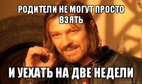 родители не могут просто взять и уехать на две недели, Мем Нельзя просто так взять и (Боромир мем)