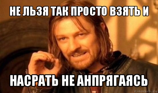 не льзя так просто взять и насрать не анпрягаясь, Мем Нельзя просто так взять и (Боромир мем)