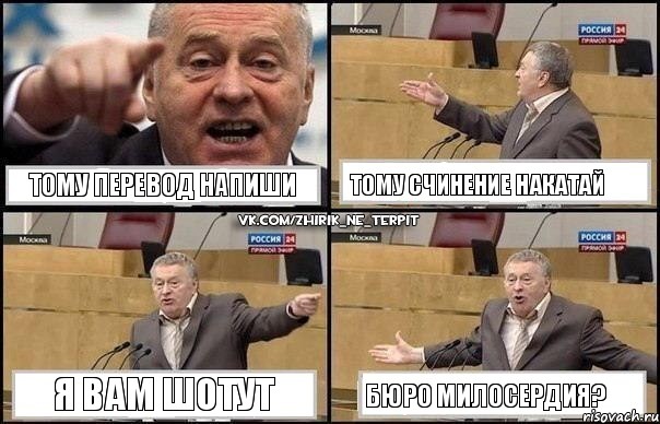 тому перевод напиши тому счинение накатай я вам шотут бюро милосердия?, Комикс Жириновский