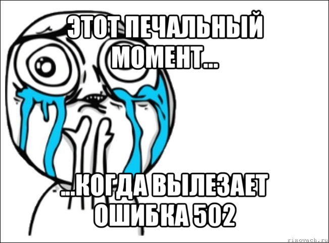 этот печальный момент... ...когда вылезает ошибка 502, Мем Это самый