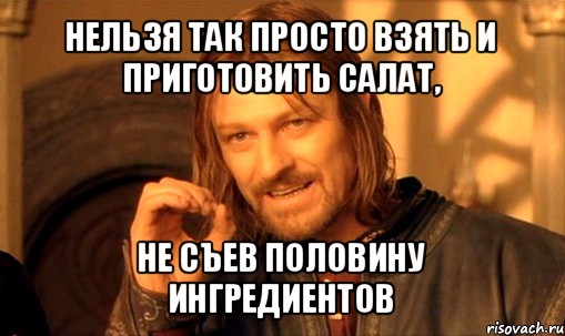 нельзя так просто взять и приготовить салат, не съев половину ингредиентов, Мем Нельзя просто так взять и (Боромир мем)