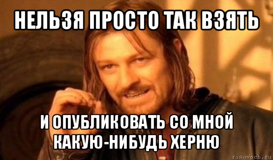 нельзя просто так взять и опубликовать со мной какую-нибудь херню, Мем Нельзя просто так взять и (Боромир мем)